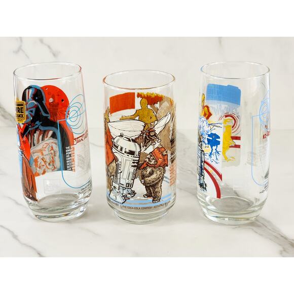 Star Wars Tall Glasses The Empire Strikes Back The Return Of The Jedi 1980 x3 - Picture 8 of 16